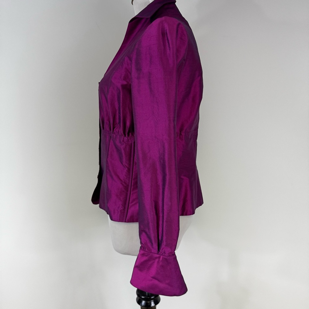 SHANI Stand Collar Silk Shantung Blouse Size 10 NWT - Picture 10 of 10